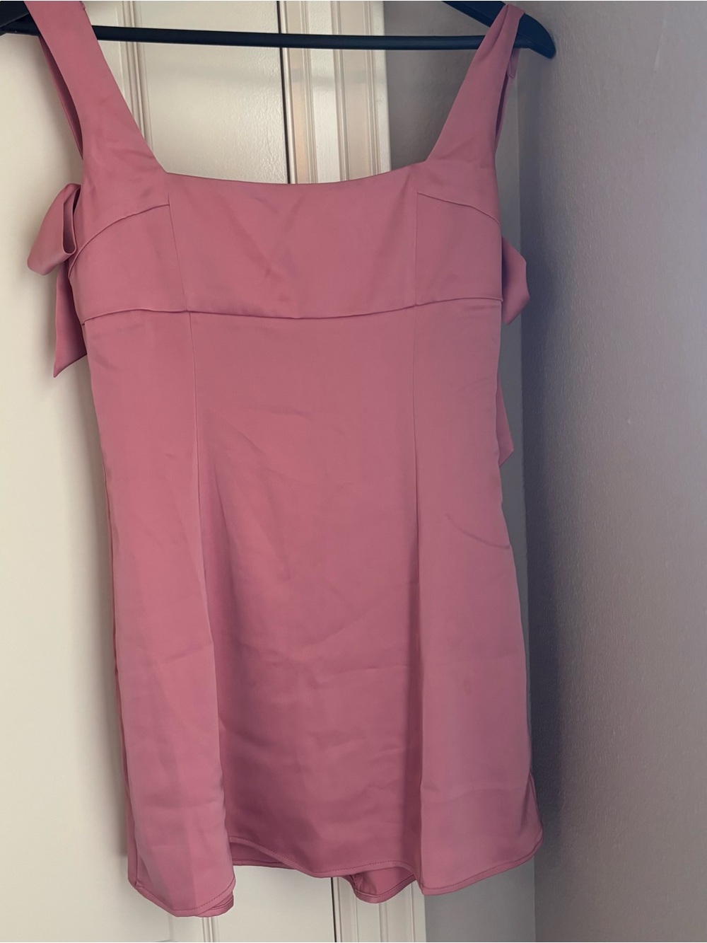 Urban Outfitters Rose-Pink Square Neck Mini Dress with Side Ties
